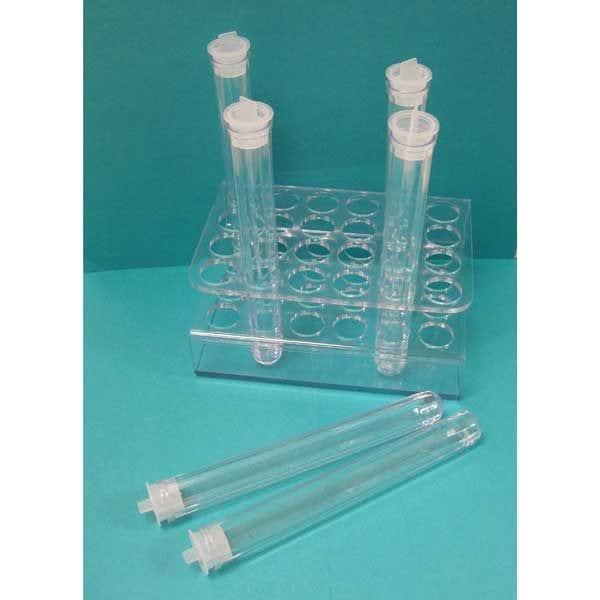 24 HOLE PLEXIGLASS RACK AND 24 TUBES